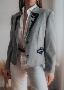 Wełniany bawarski żakiet Vintage/ 100 % WEŁNA / r. L