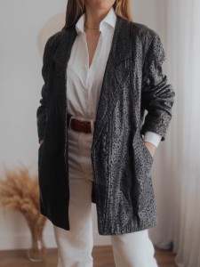 Płaszcz z tłoczonej skóry Vintage/ 100 % SKÓRA/ r. XL