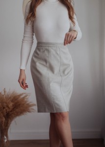 Wełniana ołówkowa spódnica Vintage/ r. S-M