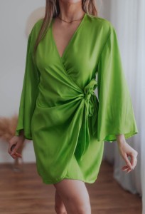 Nowa limonkowa sukienka satynowa H&M/ r. XS-S