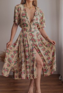 Sukiena z wiązaniem w kwiaty Vintage/ 100 % BAWEŁNA / r. XL