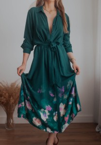 Ciemnozielona sukienka Greenpoint/ 100 % WISKOZA/ r. XL