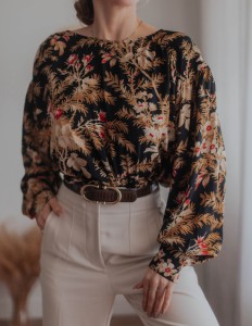 Luźna bluzka w kwiaty H&M oversize/ r. XL
