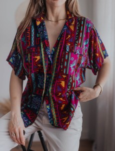 Oryginalna koszula w stylu hippie Vintage/ 100 % WISKOZA/ r. M-L