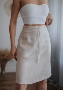 Lniana spódnica vintage/ 100 % LEN / r. S