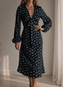 Satynowa sukienka z wiązaniem Gina Tricot/ r. XS-S