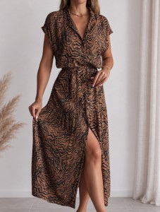 Długa szmizjerka w panterkę Warehouse/ 100 % WISKOZA / r. L