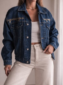 Ponadczasowa bluza jeans Vintage/ 100 % BAWEŁNA / r. M-L