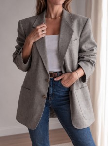 Klasyczna marynarka w jodełkę Vintage / 35 % WEŁNA + 10 % JEDWAB / r. L-XXL